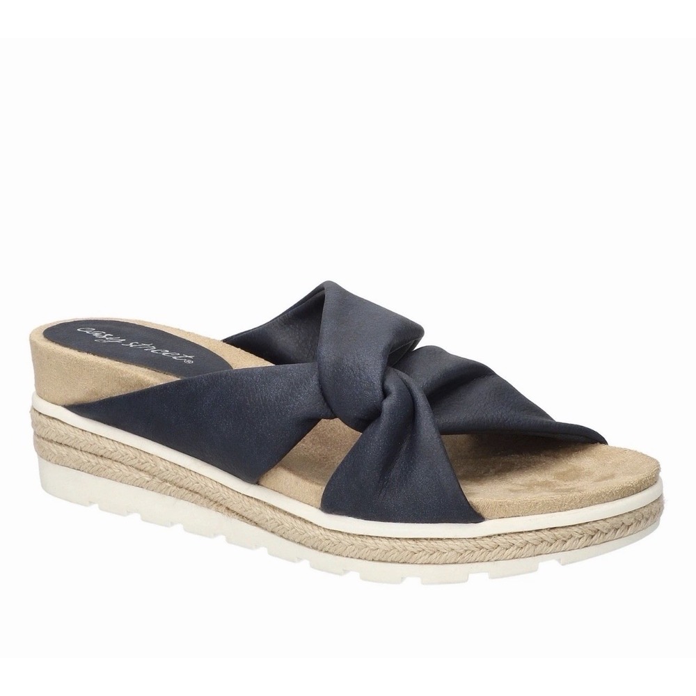 Easy Street‎ Size-10W Women's Ja Knotted Wedge Slide Sandal Black